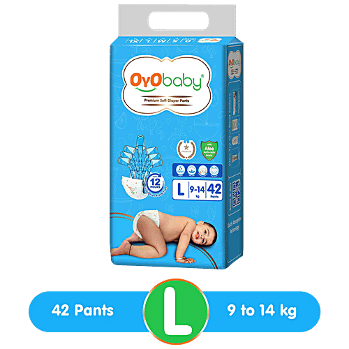 Oyo Baby Premium Soft Diaper Pants - Highly Absorbent, Prevents Leakage, L, 42 pcs  