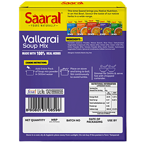 Saaral Vallarai Soup Mix - Made With Real Herbs, 20 g  