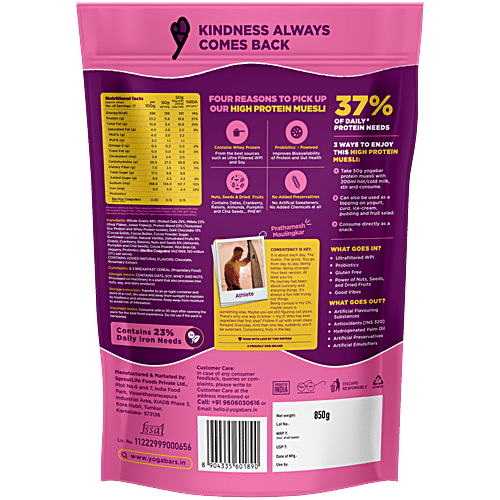 Yoga Bar 21g Protein Muesli + - Choco Almond + Cranberry, Healthy, 850 g