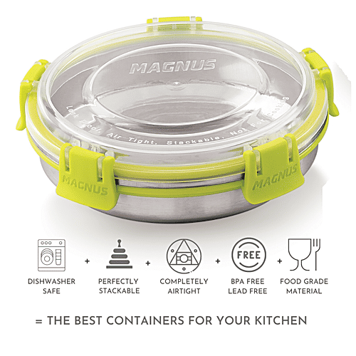 Magnus Klip Lock Stainless-Steel Chocolate Box No. 4 - Stackable, Airtight, BPA & Lead Free, Food Grade, 3400, 400 ml  