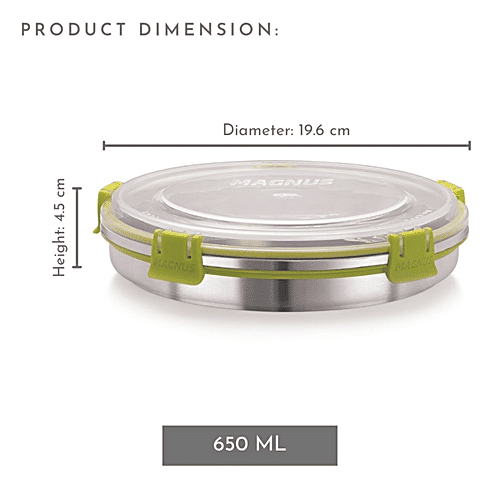 Magnus Klip Lock Stainless Steel Chocolate-Box No. 5 - Stackable, Airtight, BPA & Lead Free, Food Grade 3500, 650 ml