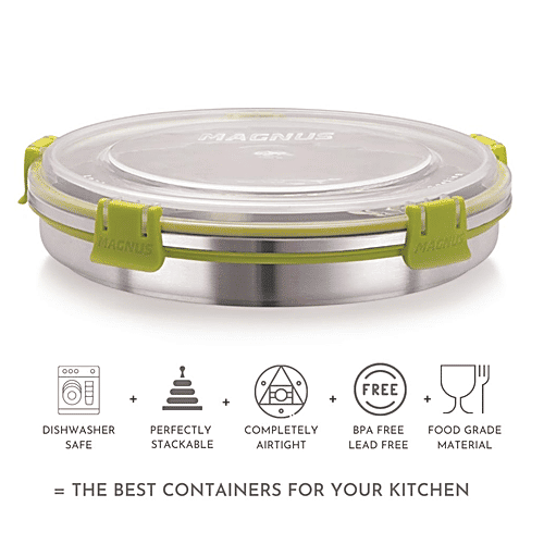 Magnus Klip Lock Stainless-Steel Chocolate-Box No. 6 - Stackable, Airtight, BPA & Lead Free, Food Grade 3600, 800 ml  