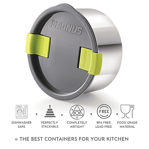 Magnus Steam Lock Container No. 4 Stainless Steel Container - Detachable Clip Lock, Leakproof Container, Stackable Design, 7401, 650 ml  