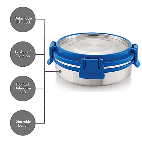 Magnus Deluxe Chocolate No. 3 Stainless Steel Container - Detachable Clip Lock, Leakproof Container, Stackable Design, 9300, 260 ml  