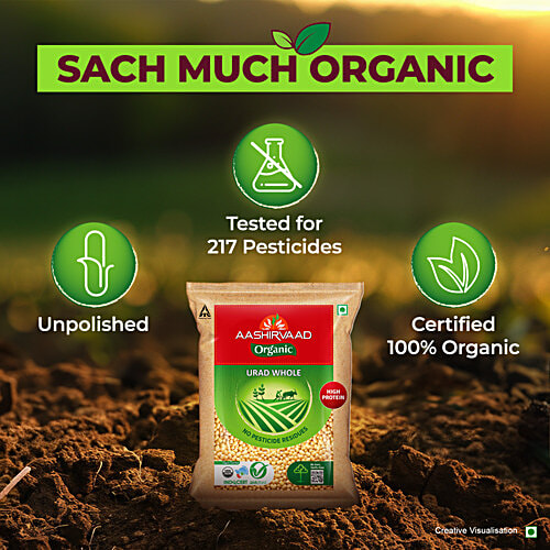 Aashirvaad Organic Urad Whole Dal, 1 kg Pouch