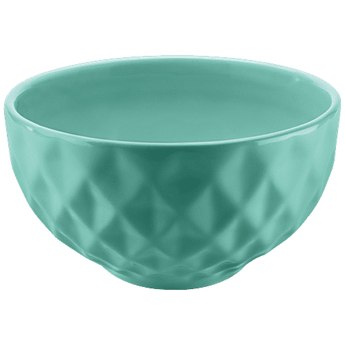 Urban Chef Prism Ceramic Bowl - Sea Green, Handcrafted, Shine Matte, Microwave Safe, For Salad/ Soup/ Cereal, 500 ml  