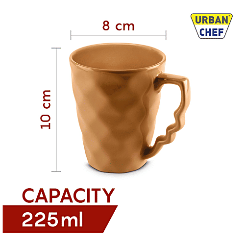 Urban Chef Prism Ceramic Coffee Mug - Mustard, Handcrafted, Shine Matte, Microwave Safe, 225 ml  