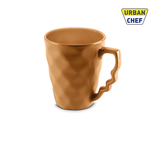 Urban Chef Prism Ceramic Coffee Mug - Mustard, Handcrafted, Shine Matte, Microwave Safe, 225 ml  