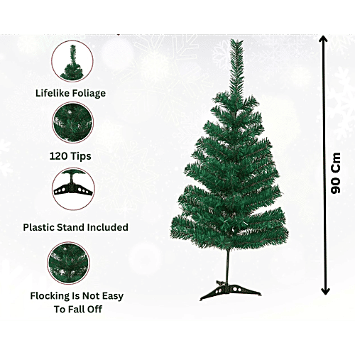 Urban Fest Christmas Tree, 3 feet, Green, With Solid Plastic Stand, 1 pc  Eco-friendly
 Sturdy Base
 Easy to Assemble