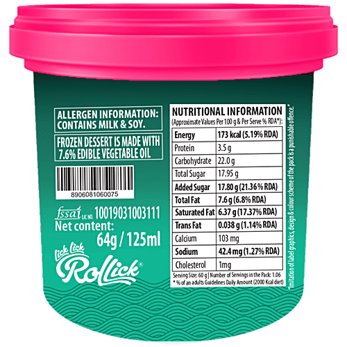 Rollick Nolengur Jolbhora Frozen Dessert, 125 ml Cup 