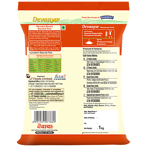 Daawat Devaaya Biryani Basmati Rice, 1 kg  