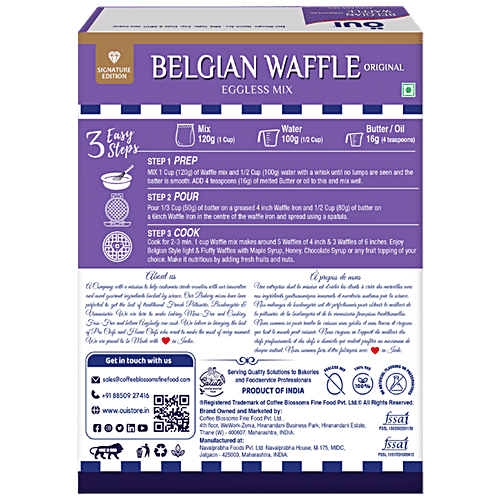 OUI Belgian Waffle Eggless Mix - Original, Signature Edition, Super Soft, Fluffy, 360 g  