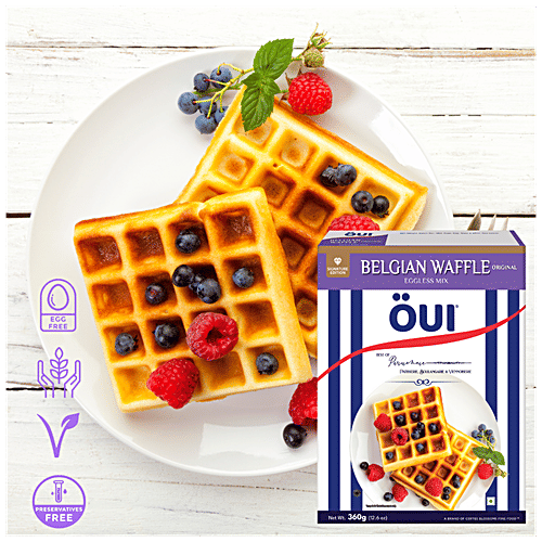 OUI Belgian Waffle Eggless Mix - Original, Signature Edition, Super Soft, Fluffy, 360 g  