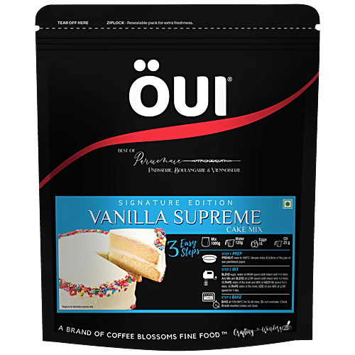 OUI Vanilla Supreme Cake Mix - Signature Edition, Egg Based, Super Soft, Fluffy, 1 kg  