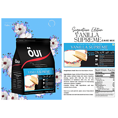 OUI Vanilla Supreme Cake Mix - Signature Edition, Egg Based, Super Soft, Fluffy, 1 kg  
