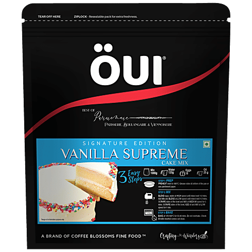 OUI Vanilla Supreme Cake Mix - Signature Edition, Egg Based, Super Soft, Fluffy, 1 kg  