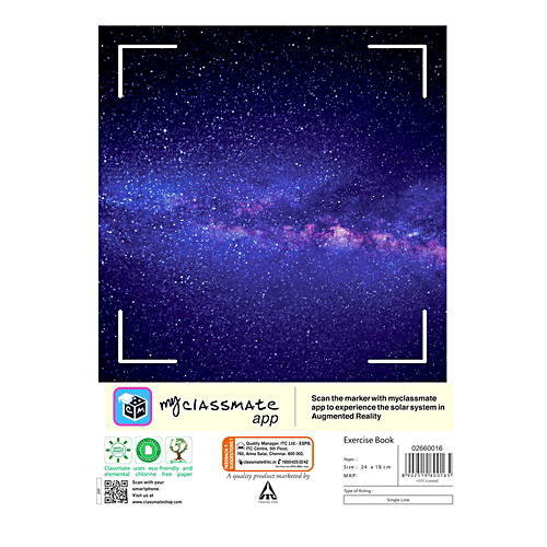 Classmate Interaktiv AR Exercise Notebook - Ruled, Single Line, 240 mm x 180 mm, Soft Bound, 1 pc  