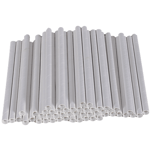 Nabhas Disposable Paper Straw - Eco-Friendly, 20 cm, 10 mm, White, 50 pcs