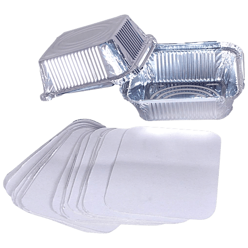 Nabhas Aluminium Foil Container With Paper Lid - Disposable, Lightweight, Durable, 450 ml (Set of 25) 