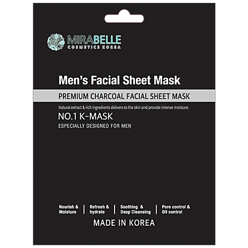 Buy Mirabelle Cosmetics Korea Men's Premium Charcoal Facial Sheet Mask Oilcontrol, Nourishes