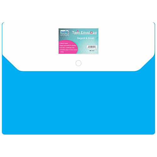 Solo MF-212 My Clear Bag - Twin Envelope Button Folder, Plastic, 36 x 26.5 cm, 1 pc
