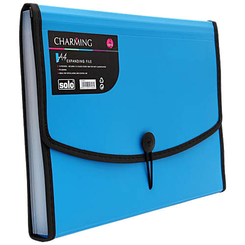 Buy Solo Expanding File Platic, 13 Pockets With 12 Colour Coded Tabs