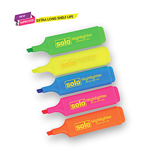 Solo Highlighters - Assorted Colours, 5 pcs