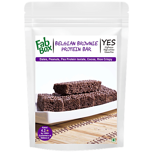 Fabbox Belgian Brownie Protein Bar - Crunchy, High-fiber, Workout-snack, Diet-friendly, 200 g  