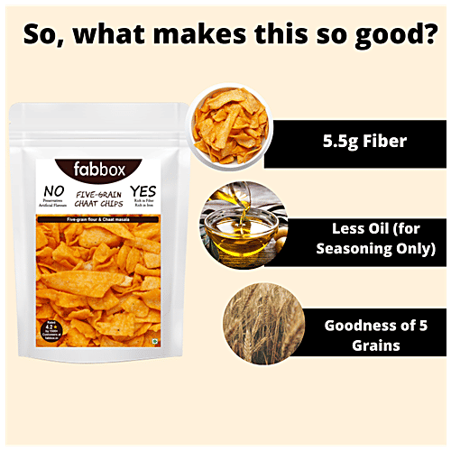 Fabbox Fivegrain Chaat Chips - Healthy, Guilt-free Snackning, Weight-management, 78 g