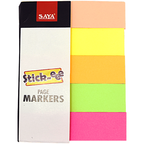 Saya Stick-eee Page Markers - Easy To Use, 5 Colours, 750 mm x 100 mm, 1 pc  