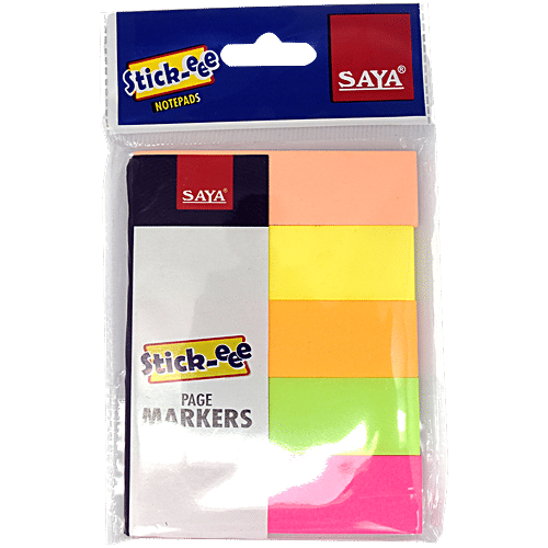Saya Stick-eee Page Markers - Easy To Use, 5 Colours, 750 mm x 100 mm, 1 pc  