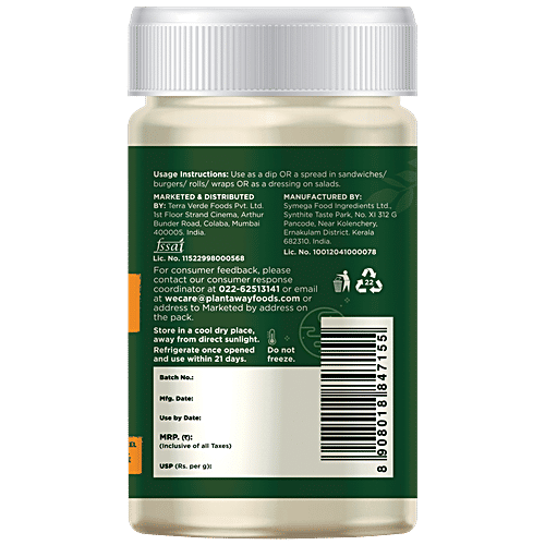Buy Plantaway Plant Based Plain Mayonnaise Zero Trans Fat, Dairy Free