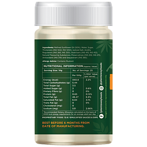 Buy Plantaway Plant Based Plain Mayonnaise Zero Trans Fat, Dairy Free