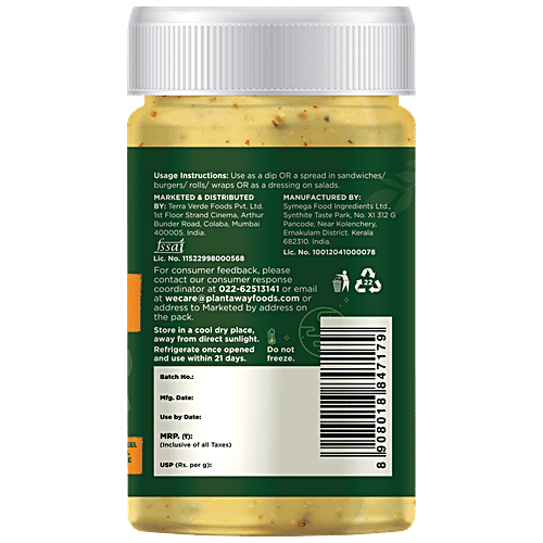 Buy Plantaway Plant Based Honey Mustard Mayonnaise Dairy Free, No