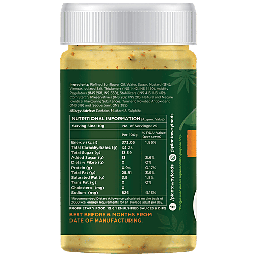 Buy Plantaway Plant Based Honey Mustard Mayonnaise Dairy Free, No