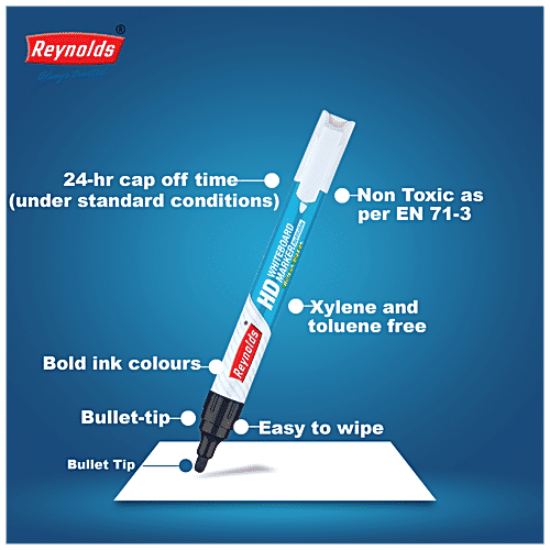 Buy Reynolds HD Whiteboard Marker Pens Refillable, Bullet Tip Online at Best Price of Rs 150