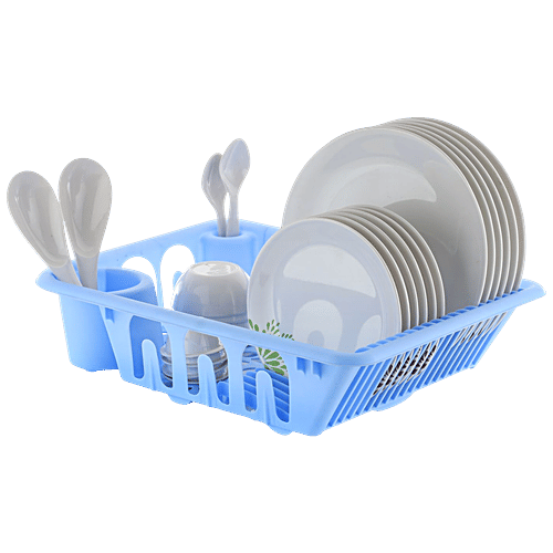 Ambition 3-In-One Dish Rack With Drainer - Plastic, Durable, BPA Free, For Multipurpose Use, 1 pc  