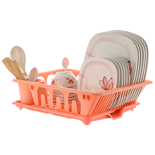 Ambition 3-In-One Dish Rack With Drainer - Plastic, Durable, BPA Free, For Multipurpose Use, 1 pc  