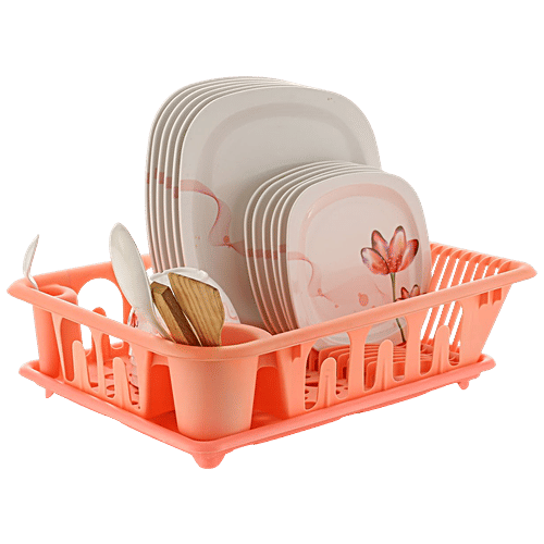 Ambition 3-In-One Dish Rack With Drainer - Plastic, Durable, BPA Free, For Multipurpose Use, 1 pc  