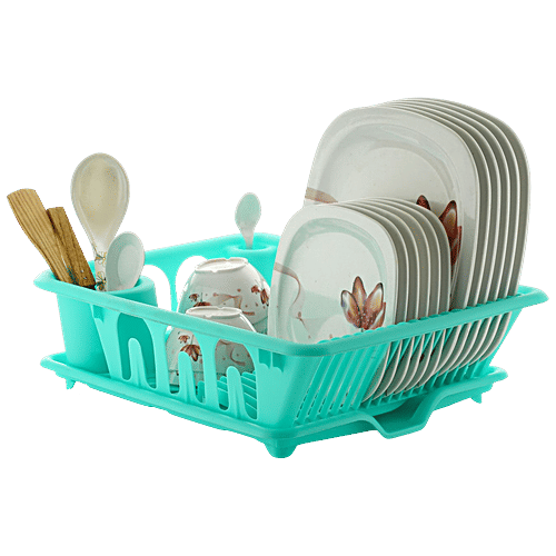Ambition 3-In-One Dish Rack With Drainer - Plastic, Durable, BPA Free, For Multipurpose Use, 1 pc  