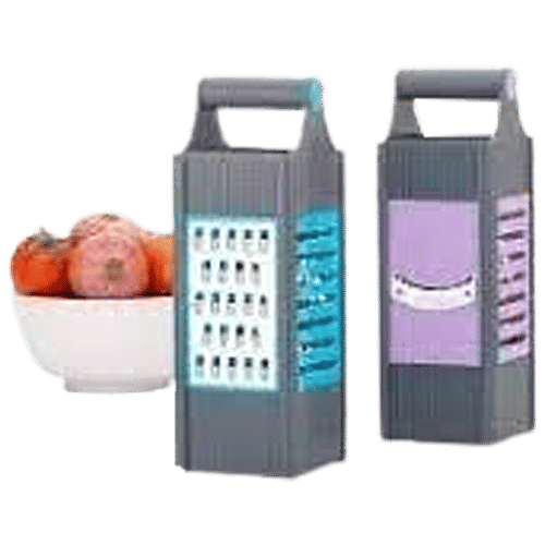 Ambition Square Slicer & Grater - Stainless Steel Blades, Plastic Body, For Home & Kitchen, 1 pc