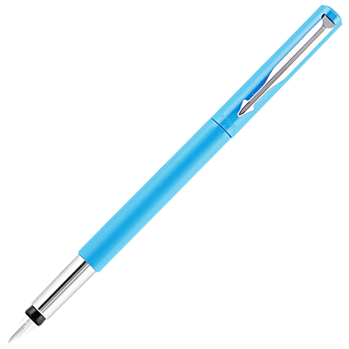 Buy Parker Fountain Pen Blue, Chrome Trim, Vector Standard, Fine Nib