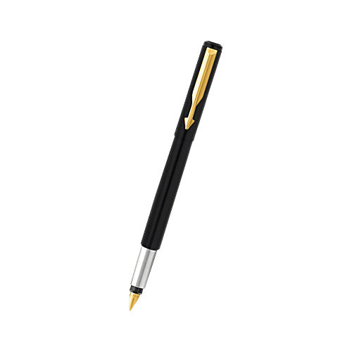 Parker Fountain Pen Refillable - Black, Vector Matte, Fine With Gold Nib, 1 pc  