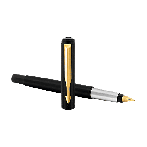 Parker Fountain Pen Refillable - Black, Vector Matte, Fine With Gold Nib, 1 pc  