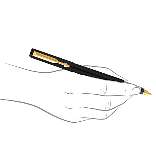 Parker Fountain Pen Refillable - Black, Vector Matte, Fine With Gold Nib, 1 pc  