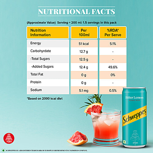 Buy Schweppes Bitter Lemon Original Mixer Carbonated Water With