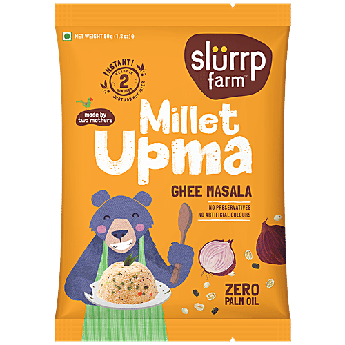 Slurrp Farm Instant Millet Upma - Ghee Masala, Zero Palm Oil, Protein & Fiber Rich, 50 g Pouch