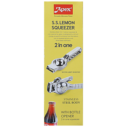 Apex Lemon Squeezer With Bottle Opener & Gripped Handle - 2 In 1, Stainless Steel, 1 pc