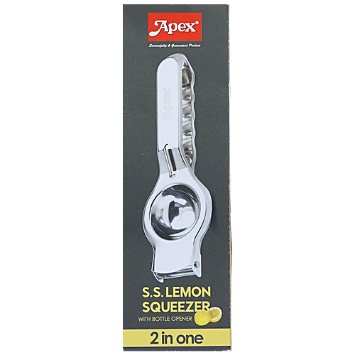 Apex Lemon Squeezer With Bottle Opener & Gripped Handle - 2 In 1, Stainless Steel, 1 pc