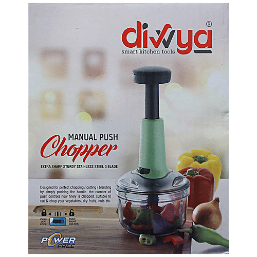 Divvya  Manual Push Chopper - Extra Sharp Sturdy Stainless Steel 3 Blade For Vegetables, 1 pc  